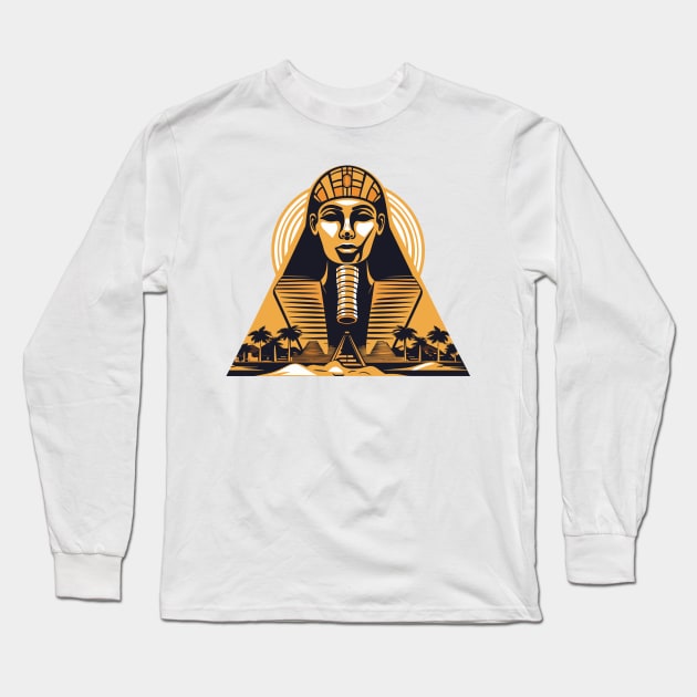 Ancient Egypt: Pharaohs, Pyramids, Golden Elegance: Modern Mythology in Ancient Grandeur Long Sleeve T-Shirt by FK